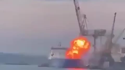 (INSANE) Low Flying Russian Attack Drone Slams into Turkish Cargo Ship At Port in Odessa