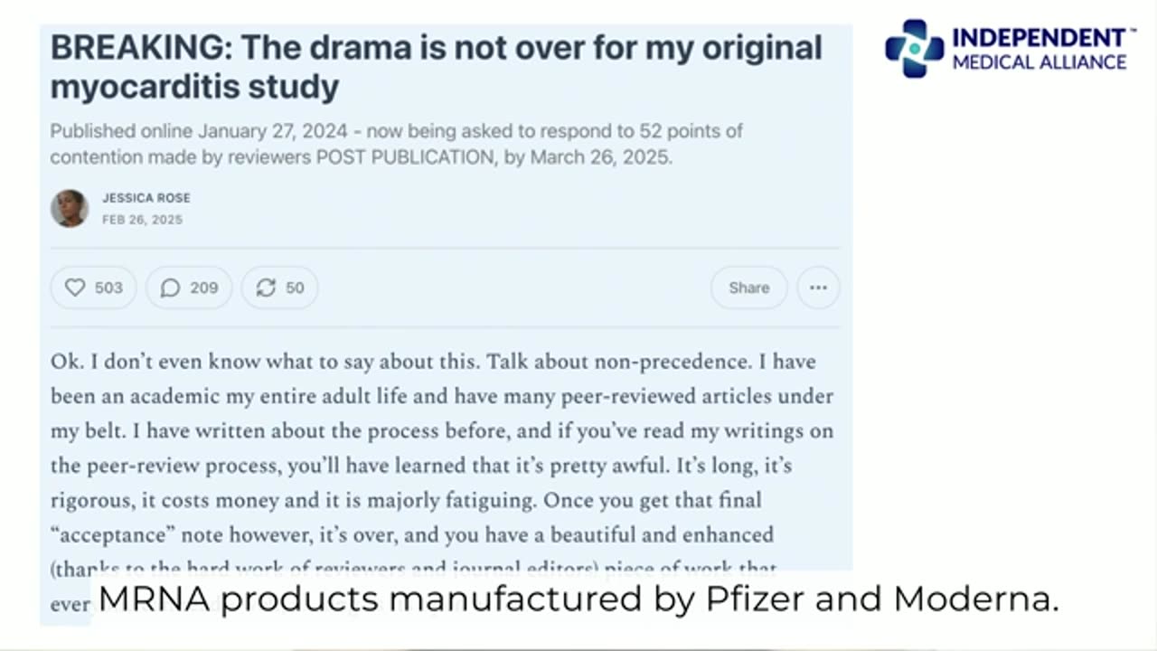 Доктор Джессика Роуз рассказывает об исследовании, большой объем литературы о мРНК и миокардите