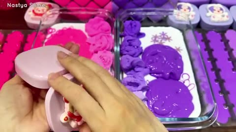 Pink vs Purple Slime Showdown Satisfying Glossy Mixing_part2