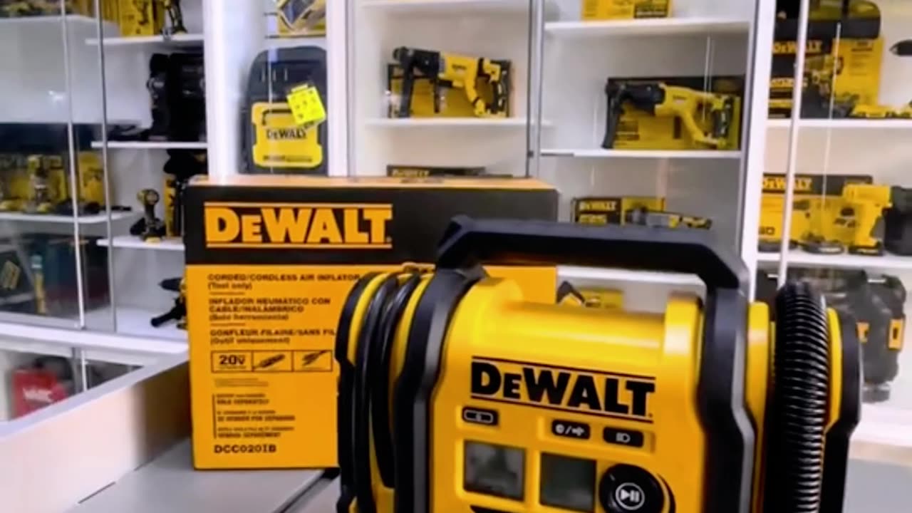 DEWALT DCC020IB 20V MAX Tire Inflator – Portable Air Compressor with Auto Shut-Off & LED Light