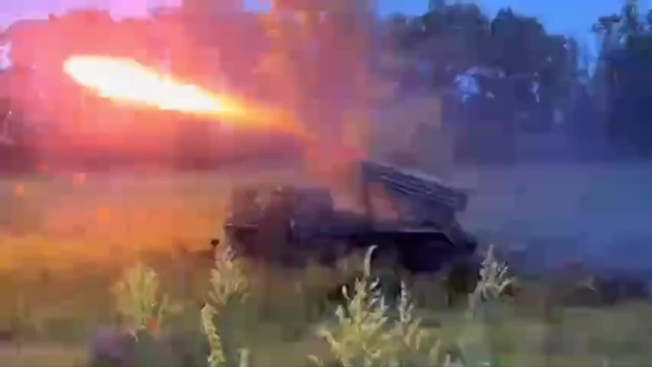 Ukrainian Grad Launcher Firing On Russian Positions