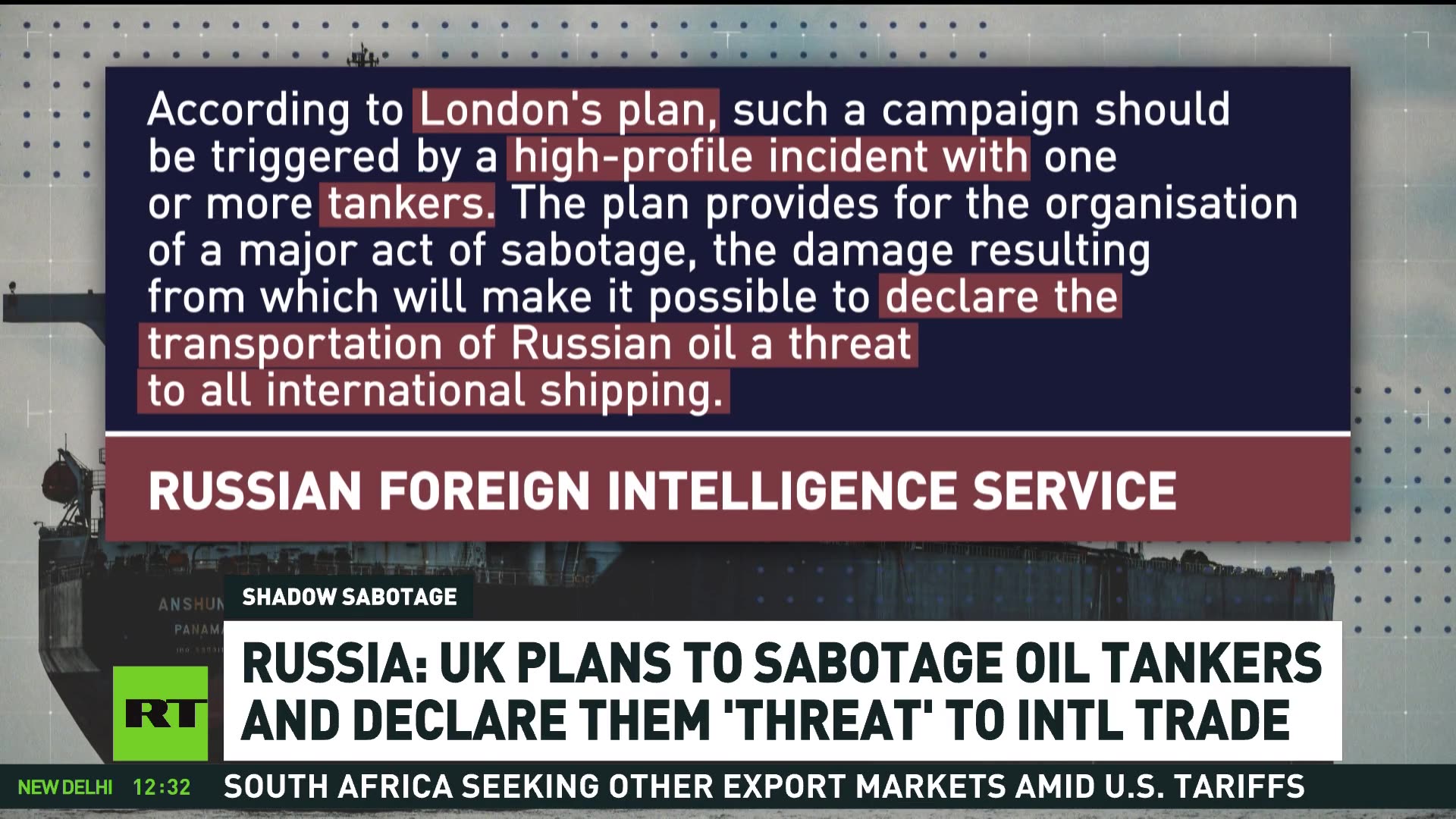 Russian intel warns of new Nord Stream-style operation by UK on Russian oil tankers
