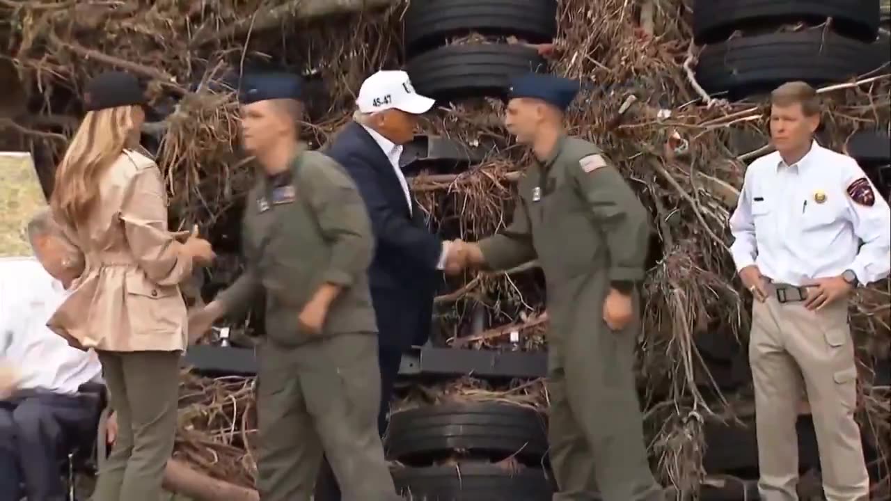 President Donald J. Trump and First Lady Melania Trump meet some of the heroes who responded to the devastating floods in Kerrville, Texas