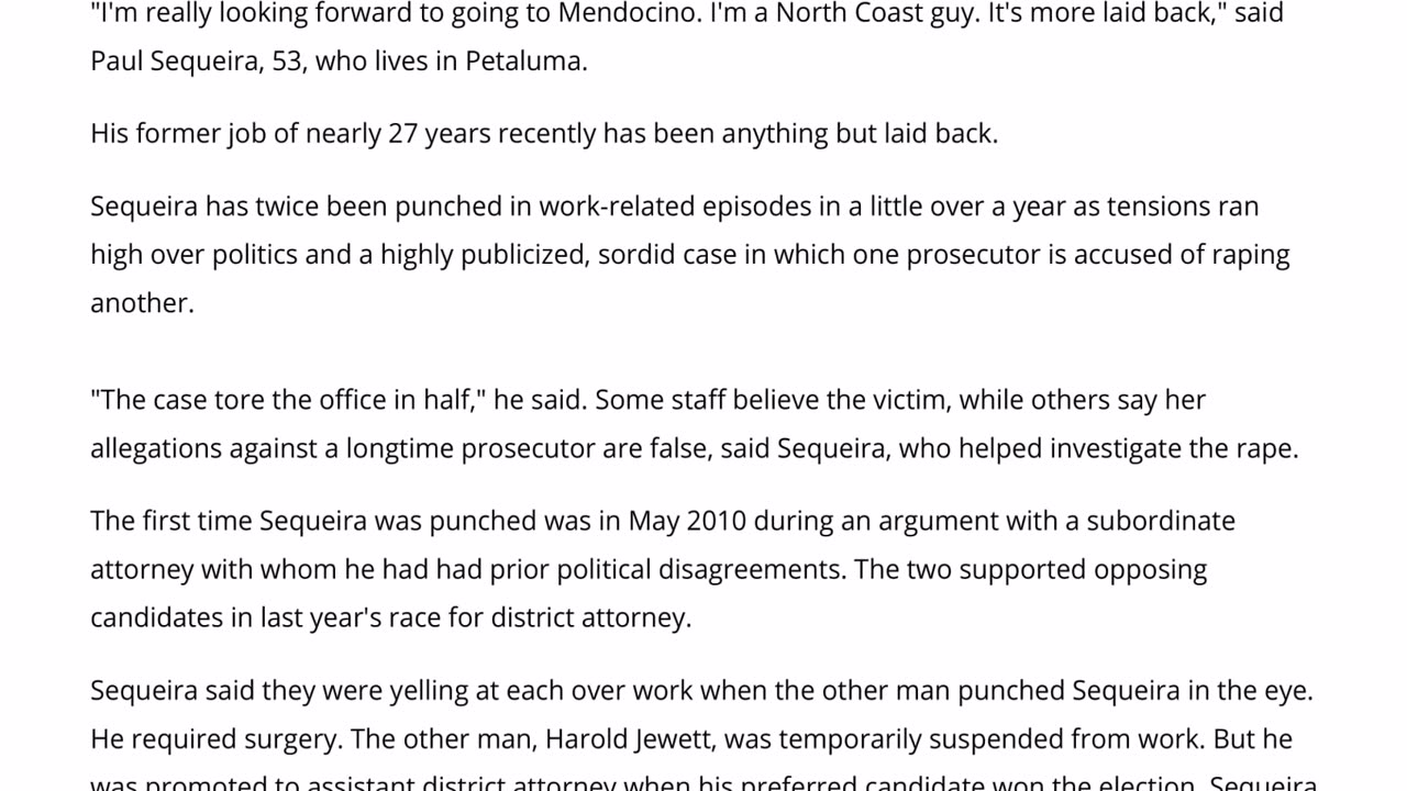 "Paul Sequeira of Petaluma leaves troubled job as prosecutor in Contra Costa County"