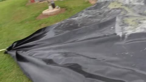 Pond Liner In Place. John Deere 2305 Does All The Work