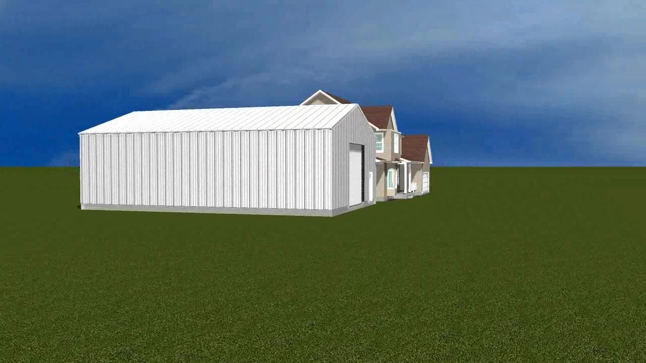 New home and attached metal framed garage