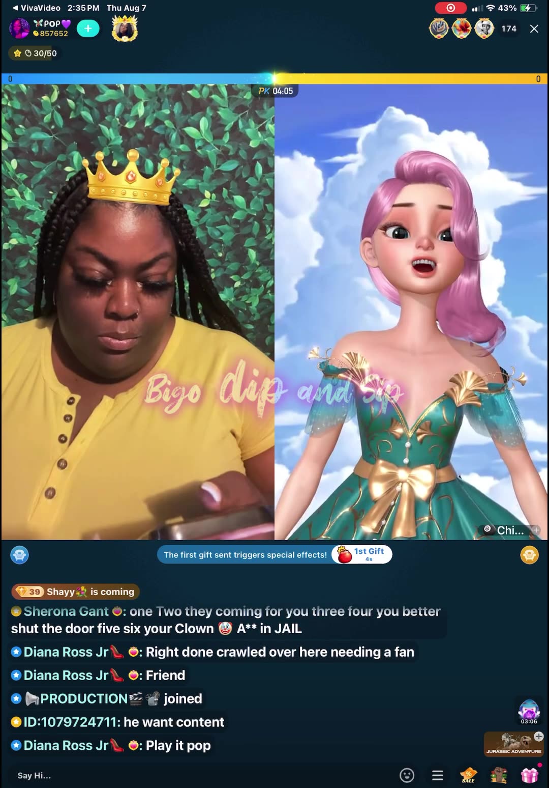 Pop lines ChinaRed about Ebbs daughter n gives her a run for her money 8/7/25 #bigoclipandsip