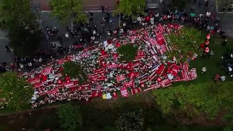 Drone footage captures powerful outpouring of tributes to Diogo Jota at Anfield