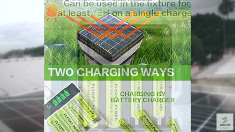 FlyGift AAA Rechargeable Battery, Low Self-Discharge 1.2v Ni-MH Solar Batteries,