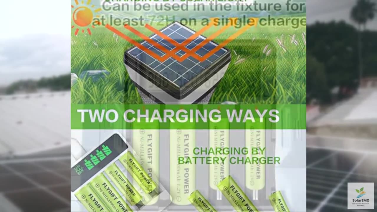 FlyGift AAA Rechargeable Battery, Low Self-Discharge 1.2v Ni-MH Solar Batteries,