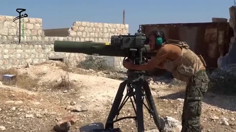 Syrian War Handarat, N. Aleppo, TOW vs. BMP-1, hit (Hazzm Movement) 2014.10.05