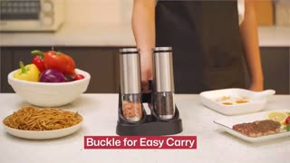 Upgraded External Adjustable Coarseness, Stainless Steel Automatic Salt and Pepper Shakers Mills