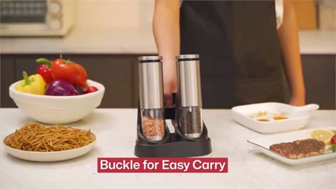 Upgraded External Adjustable Coarseness, Stainless Steel Automatic Salt and Pepper Shakers Mills