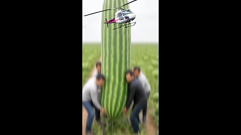 ‎ ‎"People have grown a huge watermelon in the field." ‎‎ ‎"People have grown a huge watermelon