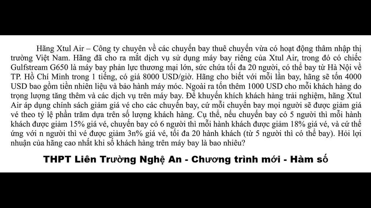 Liên Trường THPT Nghệ An: Hãng Xtul Air – Công ty chuyên về các chuyến bay thuê chuyến vừa có hoạt