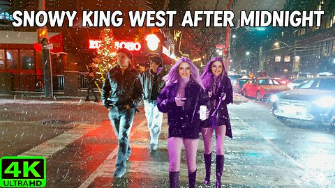 【4K】Saturday Snow Night in Toronto ❄️ Winter Nightlife After Midnight