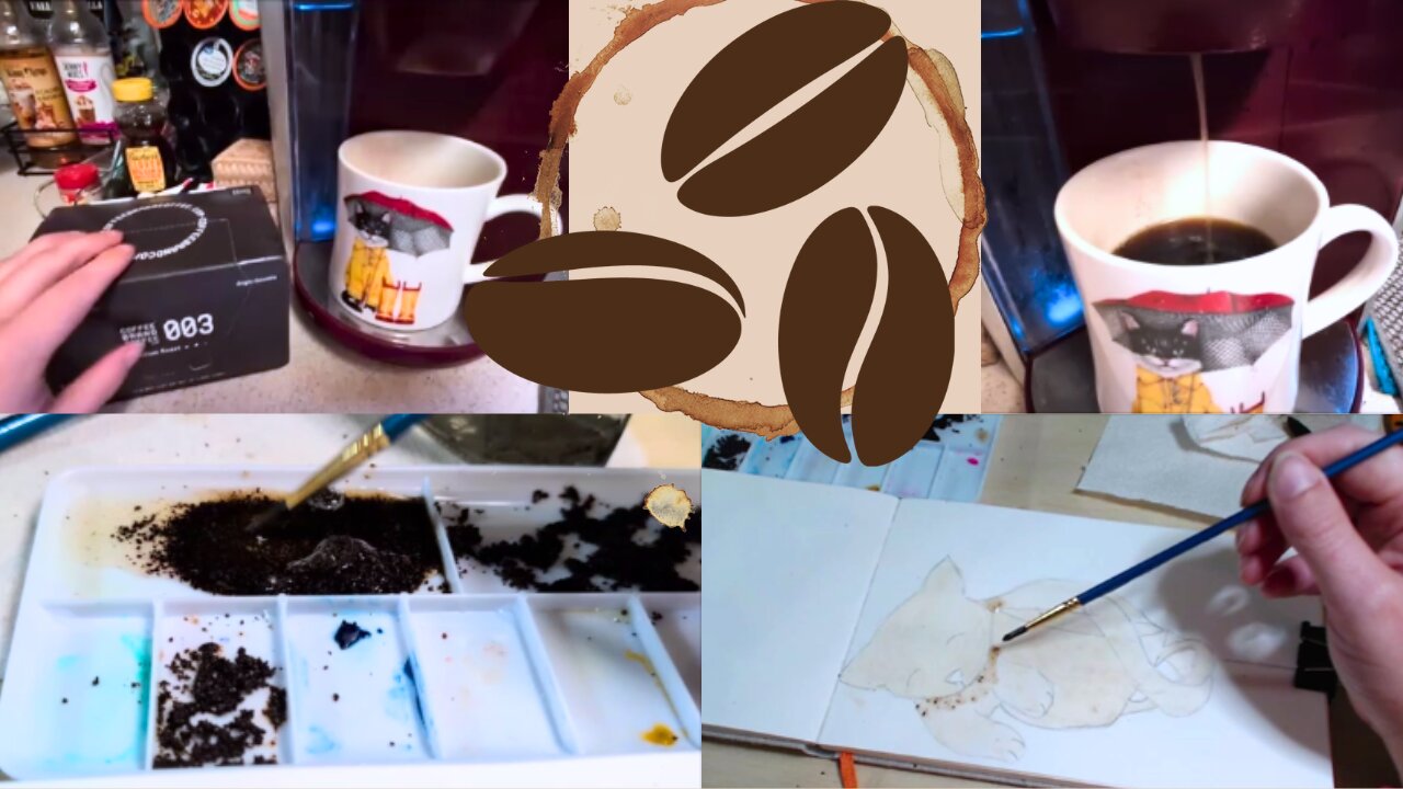 Watercolor Painting With Coffee Grounds