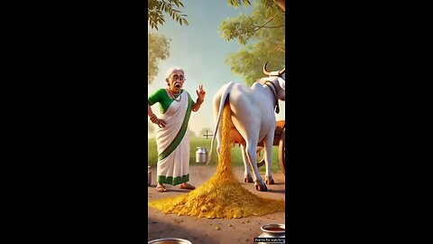 Grandmas Cow Gives Her Lots of Golden Dung #ai #cow #grandmother