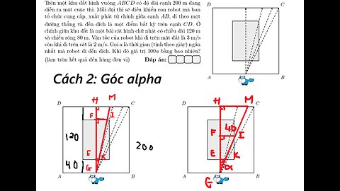 Cách 2: Trên một khu đất hình vuông ABCD có độ dài cạnh 200 m đang diễn ra một cuộc thi. Mỗi đội