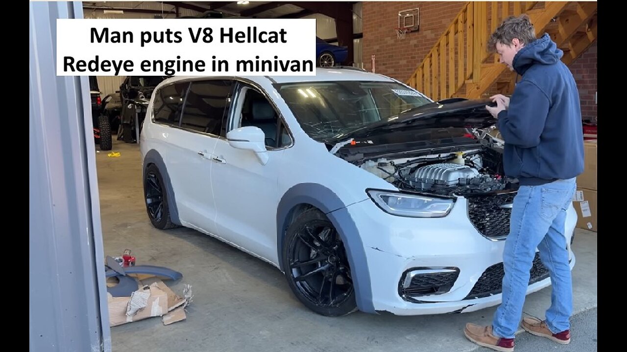 Man engine swaps a hellcat into Chrysler Pacifica minivan