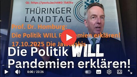 Prof. Dr. Homburg: Die Politik WILL Pandemien erklären! 17.10.2025 Die Jaworskis
