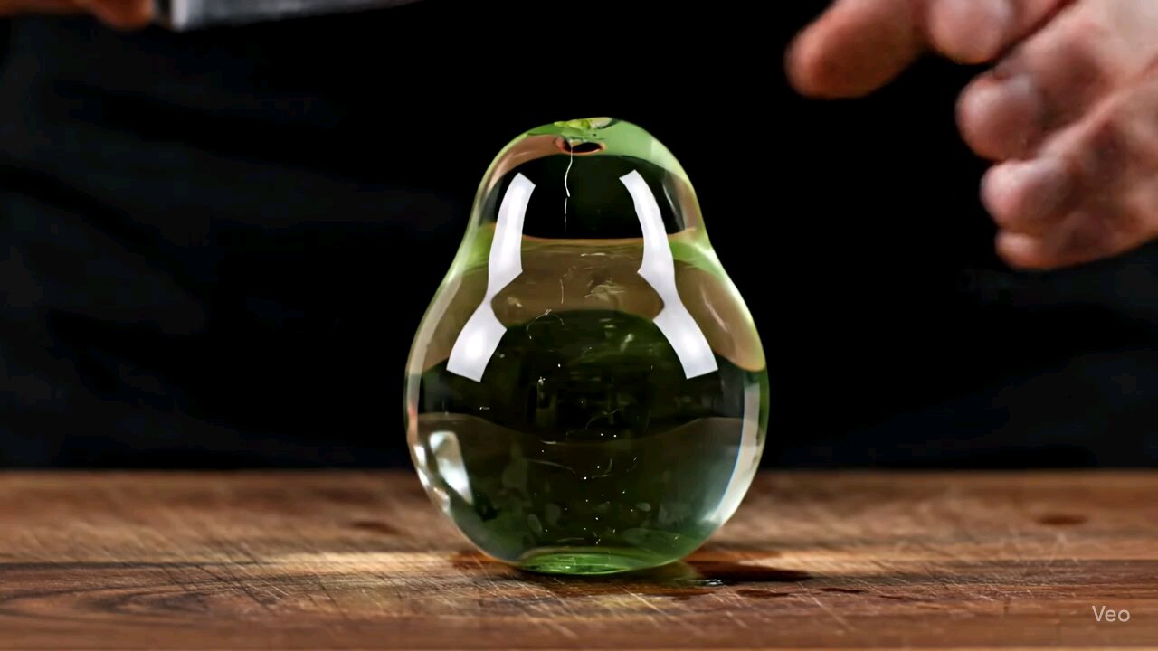 Glass Pear Cut Clean in Half 🍐💥 | Cinematic ASMR Slice