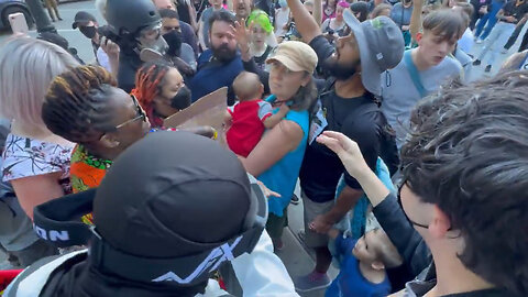 Antifa & Trantifa Thugs Surrounded A Mother With Baby And Toddler Trying To Attend A Christian Rally