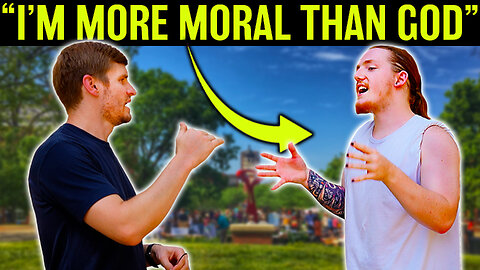 Angry Atheist Runs Into Street Preacher