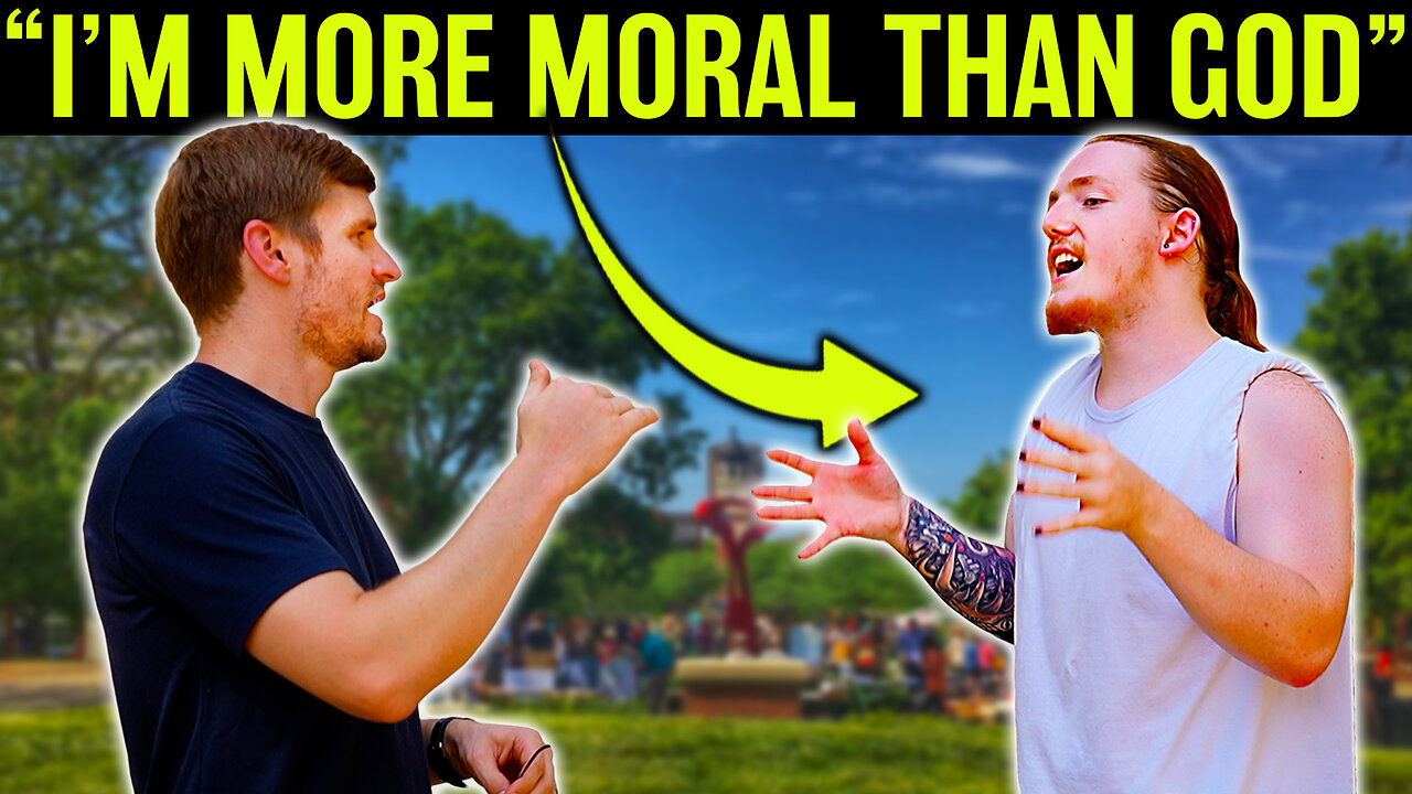 Angry Atheist Runs Into Street Preacher
