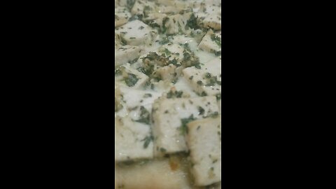 Garlic bread herb TOFU and salad pizza...