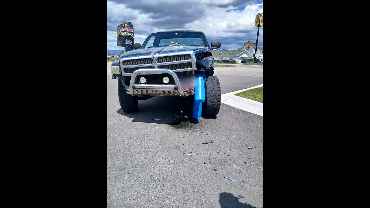 Pickup Drives Straight Into Bollard