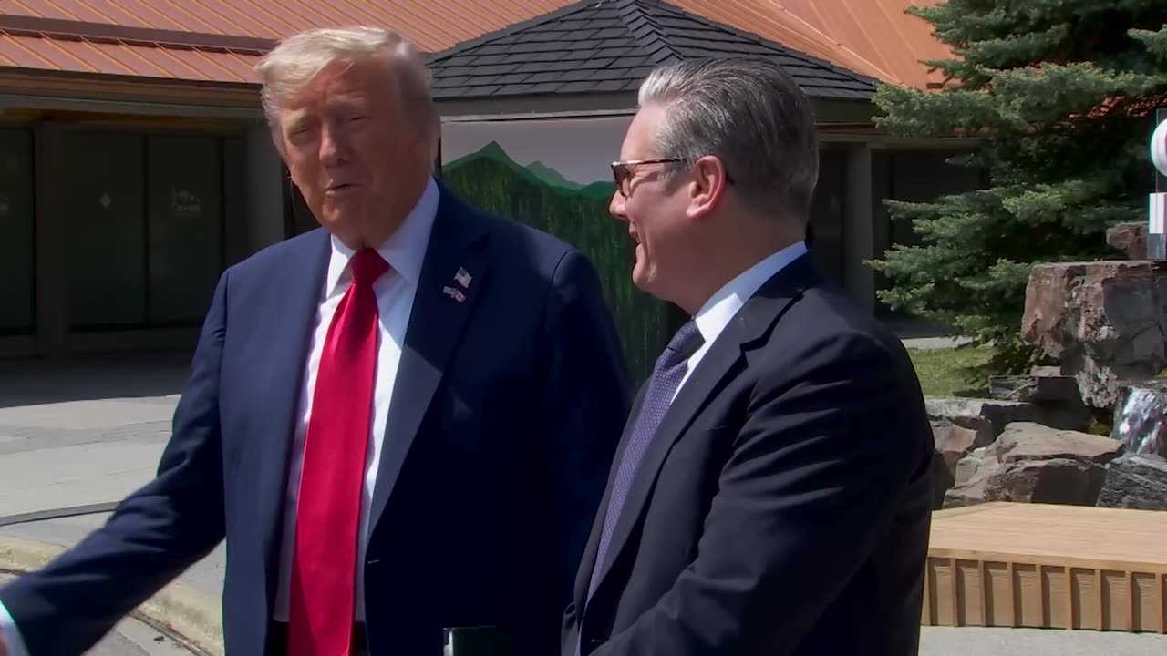 President Trump Participates in a Pull Aside with the Prime Minister of the United Kingdom