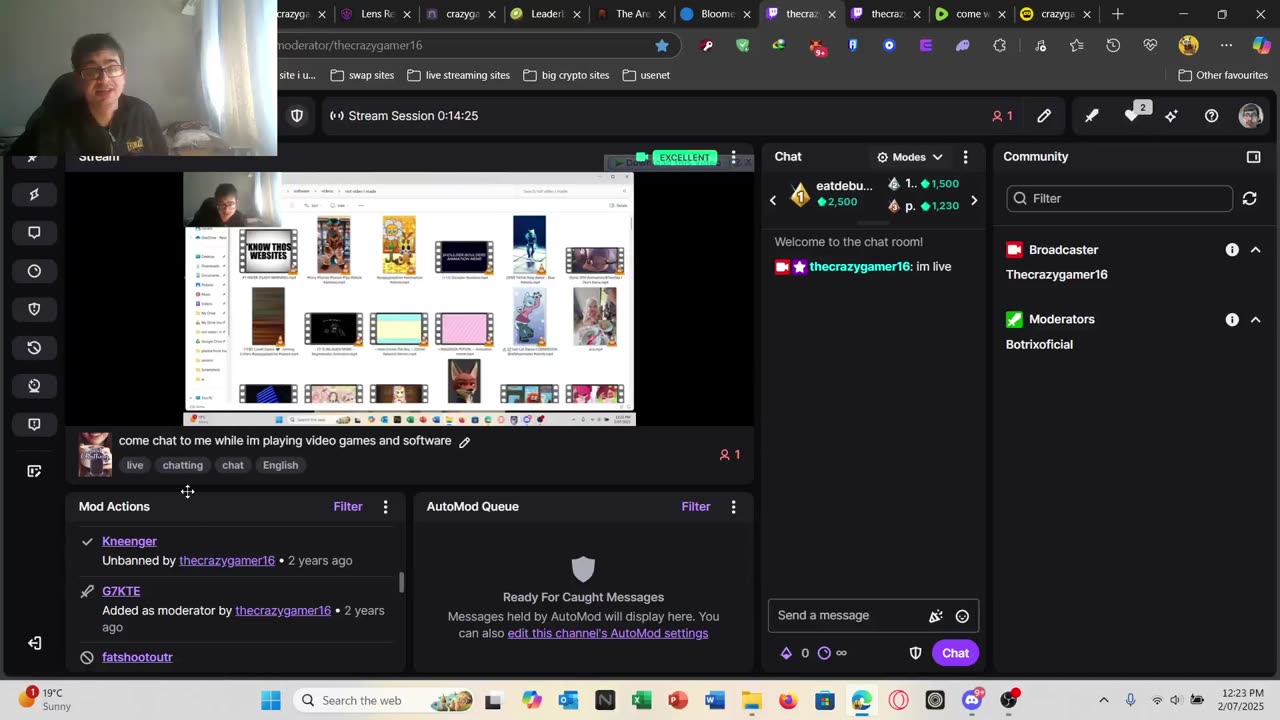 come watch me stuff like blockchain stuff or playing video games or stuff