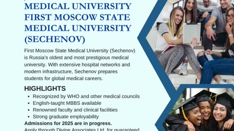 Russia’s Premier Medical University Awaits – Join Sechenov 2025 with Divine Associates
