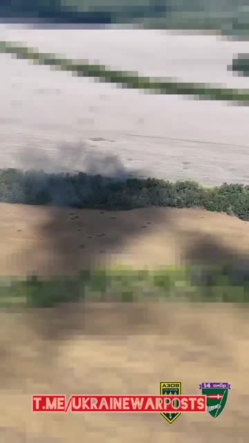 Azov Kharkiv regiment and Ukraine's 14th Separate Mechanized Brigade work over a Russian position