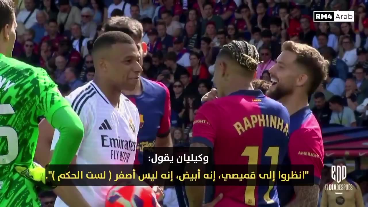 Kylian Mbappe tells Inigo Martinez 'my shirt is white, not yellow' in El Clasico