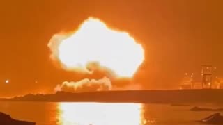 Detonation of one of the maritime drones during the night attack on the port of Tuapse.