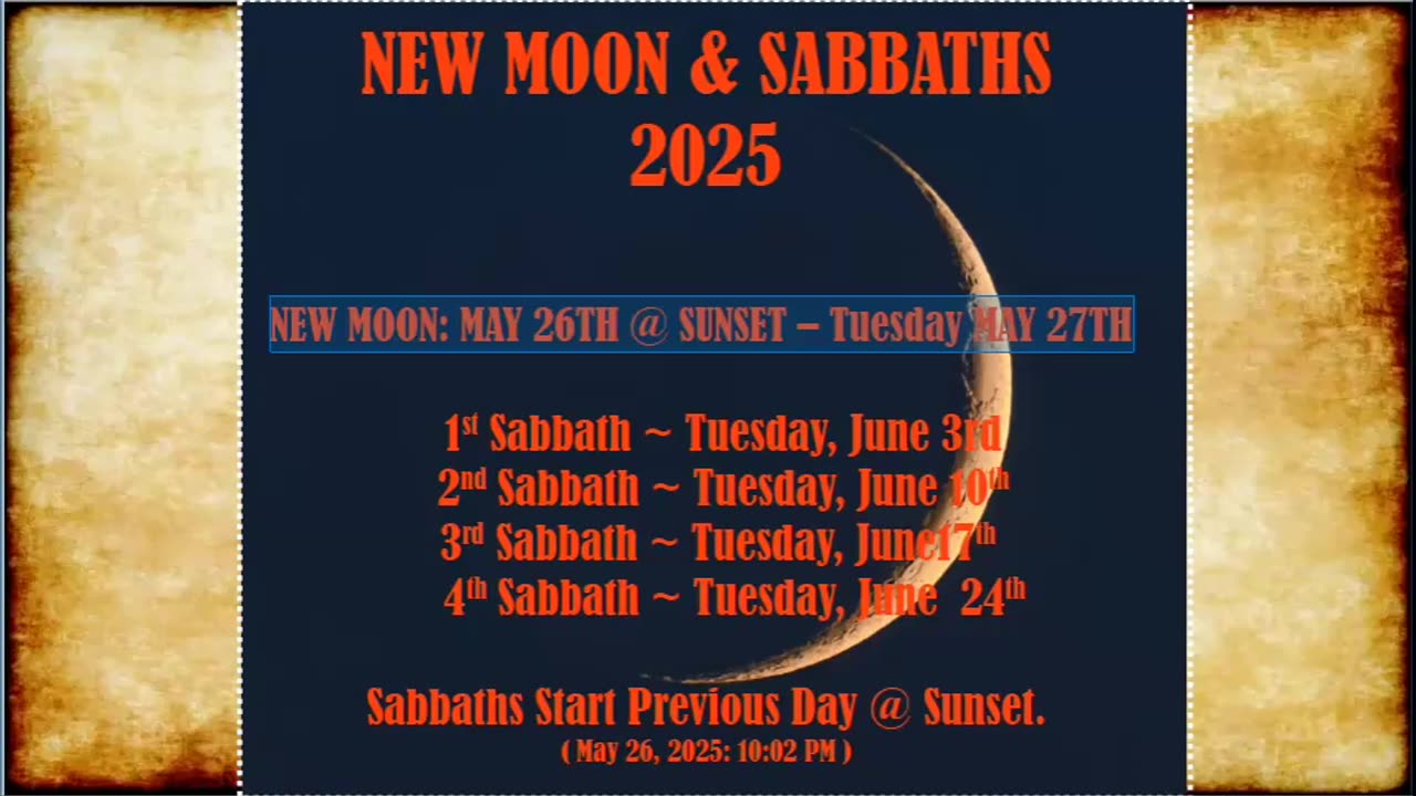 NEW MOON & SABBATHS JUNE 2025