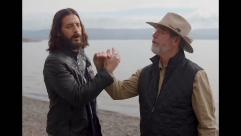 Jonathan Roumie and Jeff Cavins come together with a new greeting- hand shake- lets make it go viral