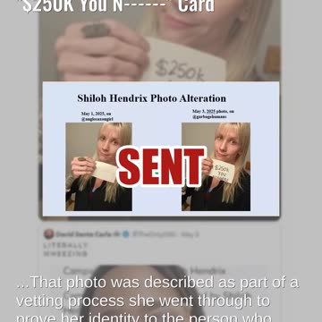 Fact Check: ALTERED Photo Of Shiloh Hendrix Shows Her Holding "$250K You N------" Card