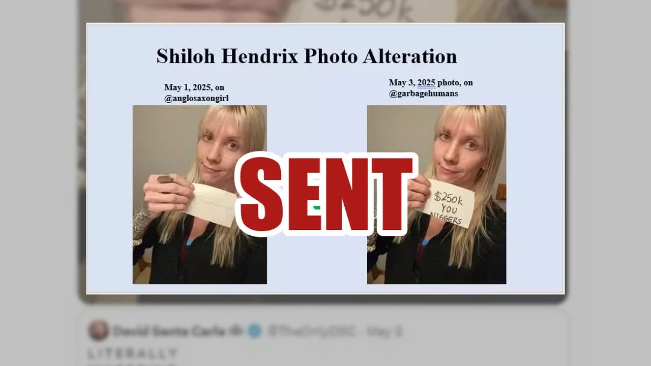 Fact Check: ALTERED Photo Of Shiloh Hendrix Shows Her Holding "$250K You N------" Card