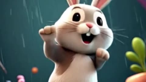 Rabbits Dancing In The Rain Under A Vibrant Rainbow! #cute