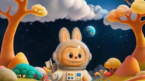 Labubu, the cosmonaut on the magical planet.
