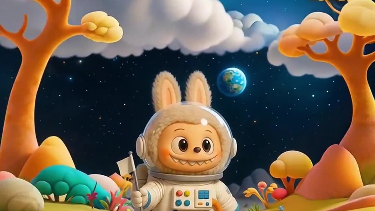 Labubu, the cosmonaut on the magical planet.