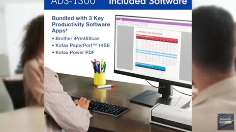 Brother ADS-1300 Compact Desktop Scanner | Scan Speeds of Up to 30ppm | Single P