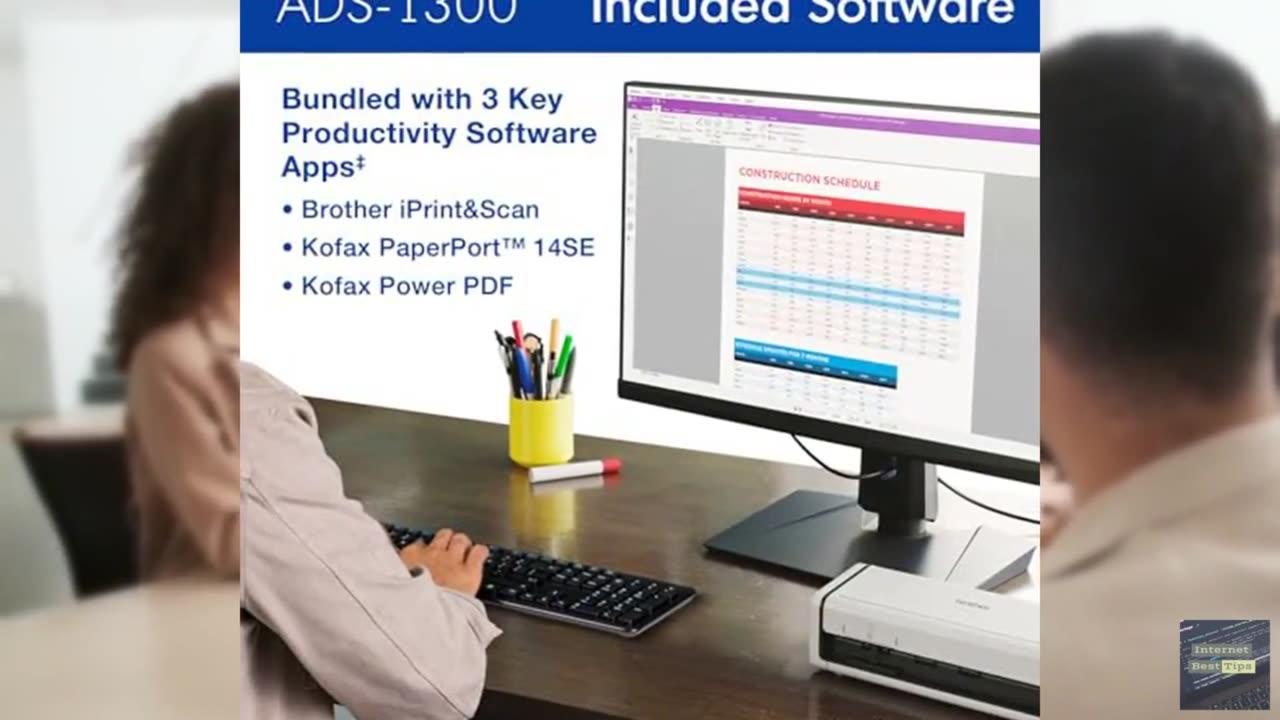 Brother ADS-1300 Compact Desktop Scanner | Scan Speeds of Up to 30ppm | Single P