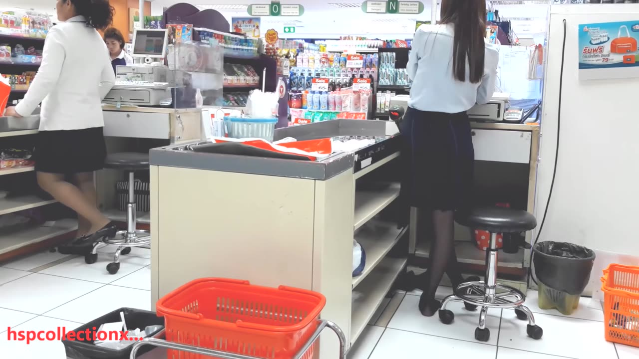 Working without her shoes...