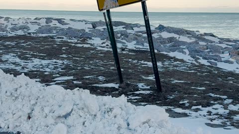 Capturing the sunrise on Lake Michigan after a snow storm on fall lm