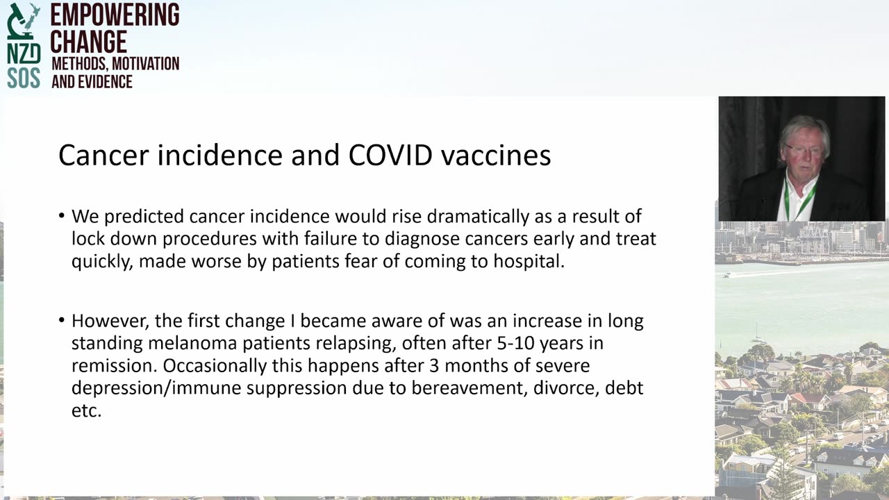 Professor Angus Dalgleish speaking at NZDSOS Conference 2024.