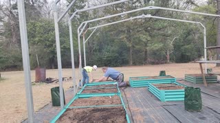 Planting the Raised Bed Garden with my Grandson